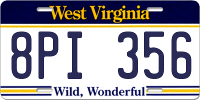 WV license plate 8PI356