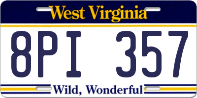 WV license plate 8PI357