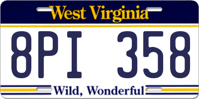 WV license plate 8PI358