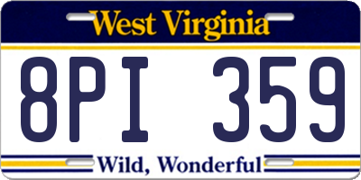 WV license plate 8PI359