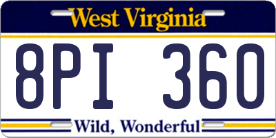 WV license plate 8PI360