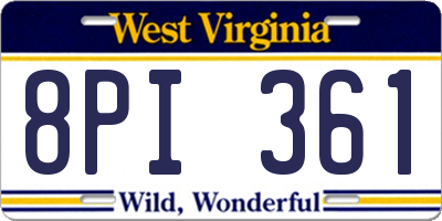 WV license plate 8PI361