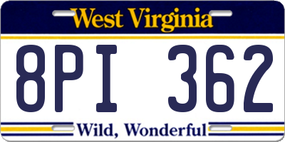WV license plate 8PI362
