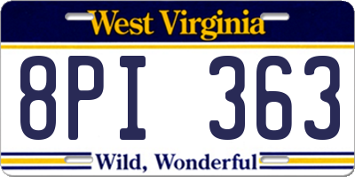 WV license plate 8PI363