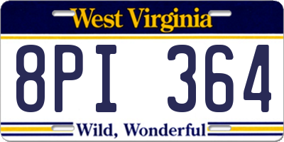 WV license plate 8PI364