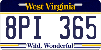 WV license plate 8PI365