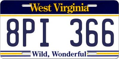 WV license plate 8PI366