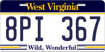 WV license plate 8PI367
