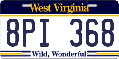 WV license plate 8PI368