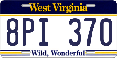 WV license plate 8PI370