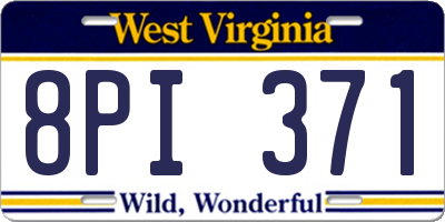 WV license plate 8PI371