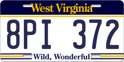 WV license plate 8PI372