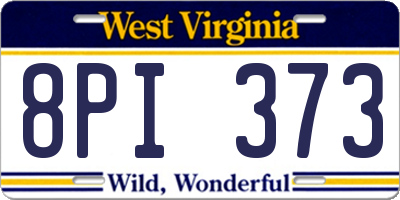WV license plate 8PI373