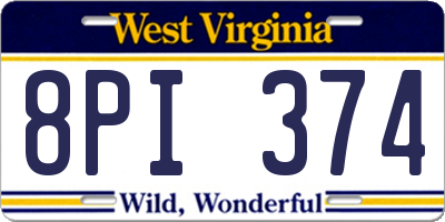 WV license plate 8PI374