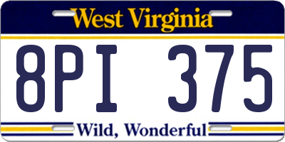 WV license plate 8PI375