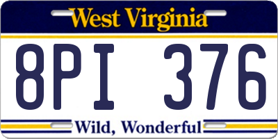 WV license plate 8PI376