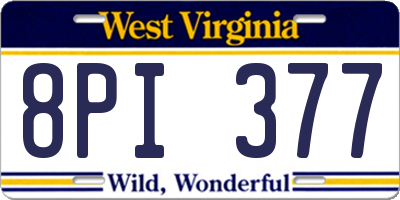 WV license plate 8PI377