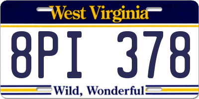 WV license plate 8PI378