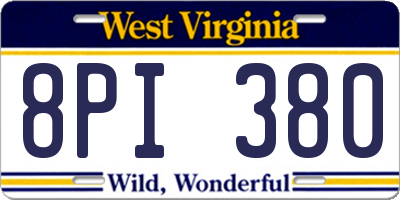 WV license plate 8PI380