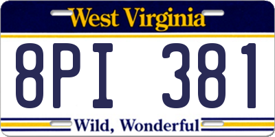 WV license plate 8PI381