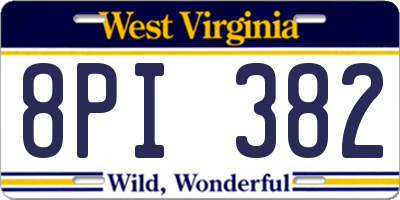 WV license plate 8PI382