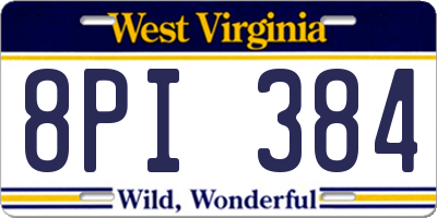 WV license plate 8PI384