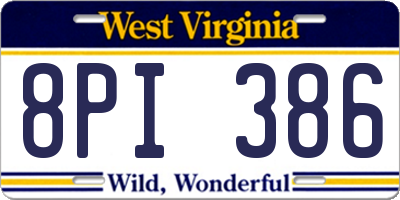 WV license plate 8PI386