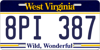 WV license plate 8PI387
