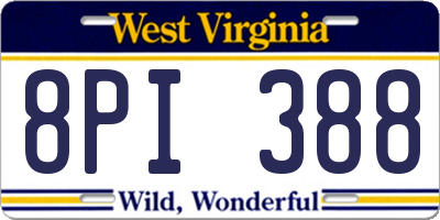 WV license plate 8PI388