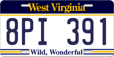 WV license plate 8PI391
