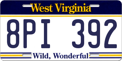 WV license plate 8PI392