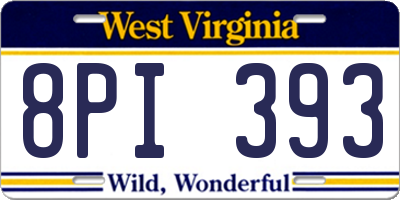 WV license plate 8PI393