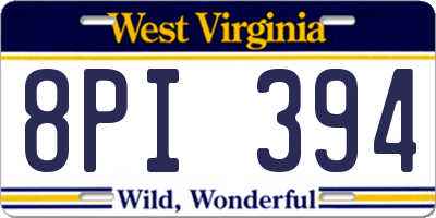 WV license plate 8PI394