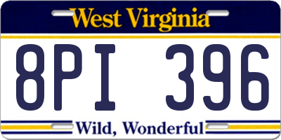 WV license plate 8PI396