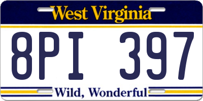 WV license plate 8PI397
