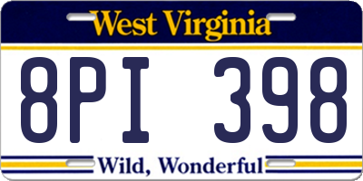 WV license plate 8PI398