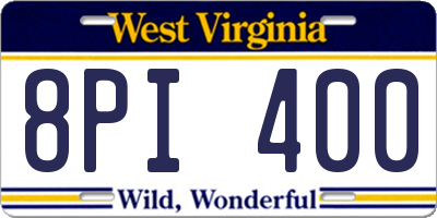 WV license plate 8PI400