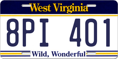 WV license plate 8PI401