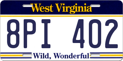 WV license plate 8PI402