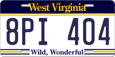 WV license plate 8PI404