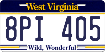 WV license plate 8PI405