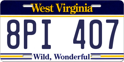 WV license plate 8PI407