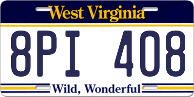 WV license plate 8PI408