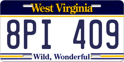 WV license plate 8PI409
