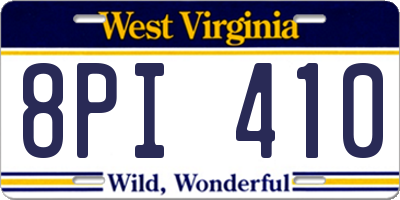WV license plate 8PI410