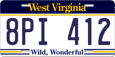 WV license plate 8PI412