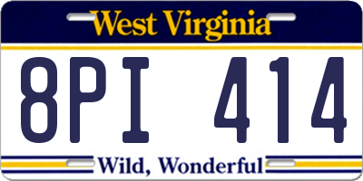 WV license plate 8PI414
