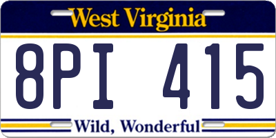 WV license plate 8PI415