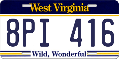 WV license plate 8PI416