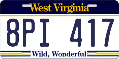 WV license plate 8PI417